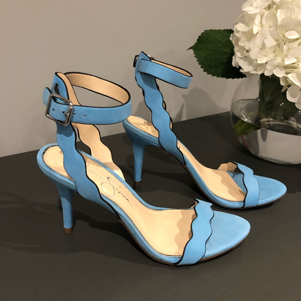 Blue Suede Statement Heels